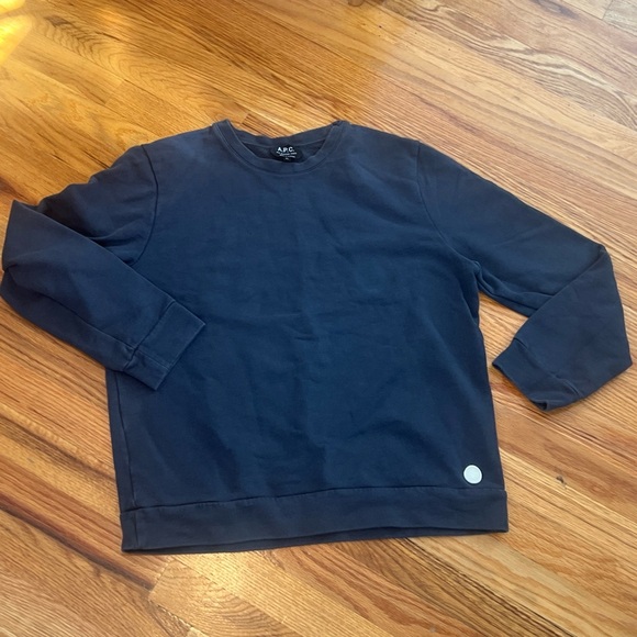 A.P.C. Sweater Womens XL Blue Crewneck Long Sleeve Cotton Pullover Sweatshirt - Picture 2 of 14